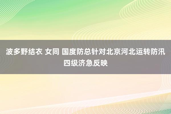 波多野结衣 女同 国度防总针对北京河北运转防汛四级济急反映