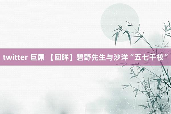 twitter 巨屌 【回眸】碧野先生与沙洋“五七干校”