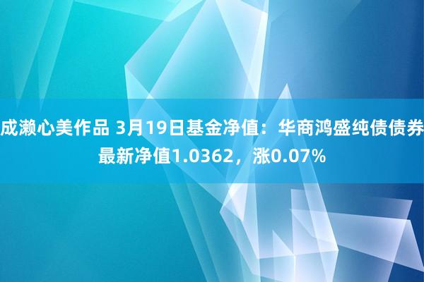 成濑心美作品 3月19日基金净值：华商鸿盛纯债债券最新净值1.0362，涨0.07%