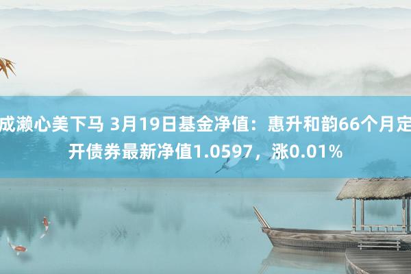 成濑心美下马 3月19日基金净值：惠升和韵66个月定开债券最新净值1.0597，涨0.01%