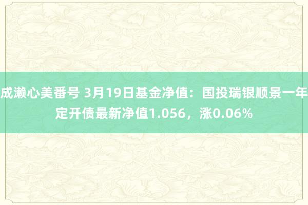 成濑心美番号 3月19日基金净值：国投瑞银顺景一年定开债最新净值1.056，涨0.06%