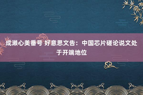 成濑心美番号 好意思文告：中国芯片磋论说文处于开端地位