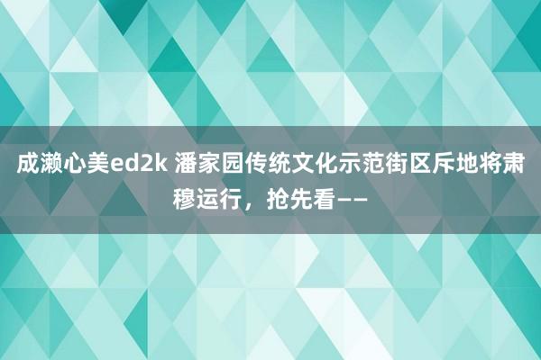 成濑心美ed2k 潘家园传统文化示范街区斥地将肃穆运行，抢先看——