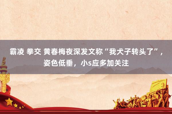 霸凌 拳交 黄春梅夜深发文称“我犬子转头了”，姿色低垂，小s应多加关注