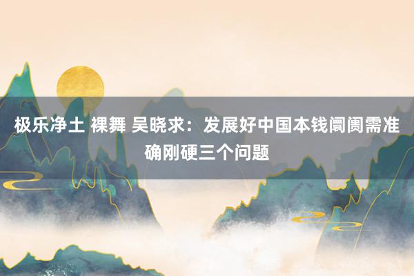极乐净土 裸舞 吴晓求：发展好中国本钱阛阓需准确刚硬三个问题