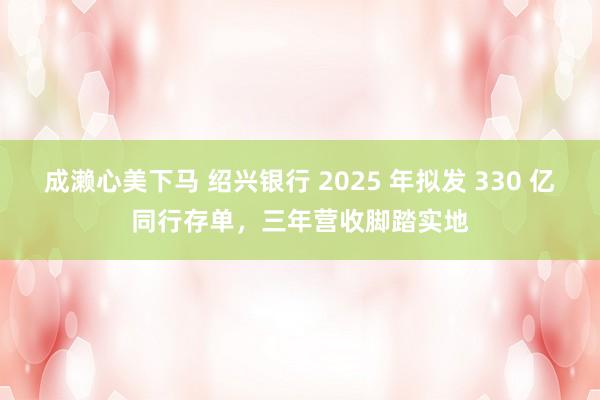 成濑心美下马 绍兴银行 2025 年拟发 330 亿同行存单，三年营收脚踏实地