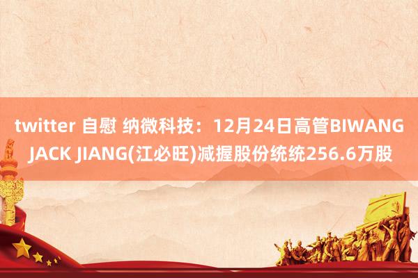 twitter 自慰 纳微科技：12月24日高管BIWANG JACK JIANG(江必旺)减握股份统统256.6万股
