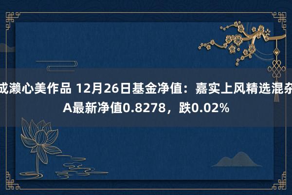 成濑心美作品 12月26日基金净值：嘉实上风精选混杂A最新净值0.8278，跌0.02%