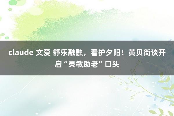 claude 文爱 舒乐融融，看护夕阳！黄贝街谈开启“灵敏助老”口头