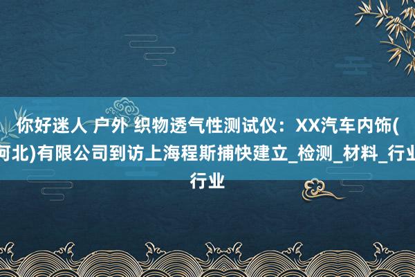 你好迷人 户外 织物透气性测试仪：XX汽车内饰(河北)有限公司到访上海程斯捕快建立_检测_材料_行业