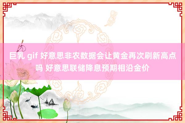 巨乳 gif 好意思非农数据会让黄金再次刷新高点吗 好意思联储降息预期相沿金价