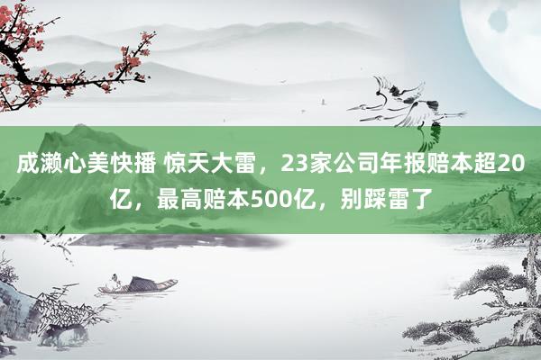 成濑心美快播 惊天大雷，23家公司年报赔本超20亿，最高赔本500亿，别踩雷了