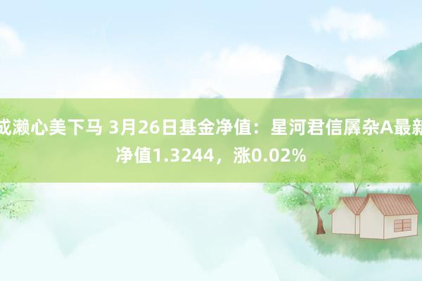 成濑心美下马 3月26日基金净值：星河君信羼杂A最新净值1.3244，涨0.02%