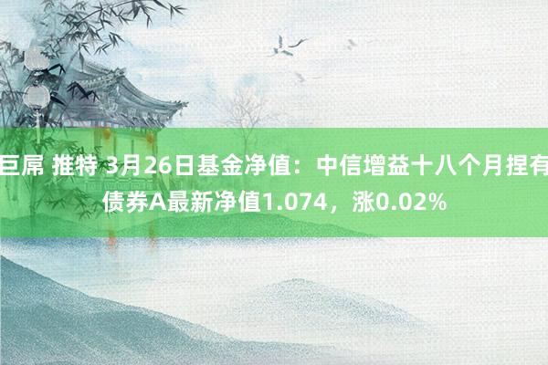 巨屌 推特 3月26日基金净值：中信增益十八个月捏有债券A最新净值1.074，涨0.02%