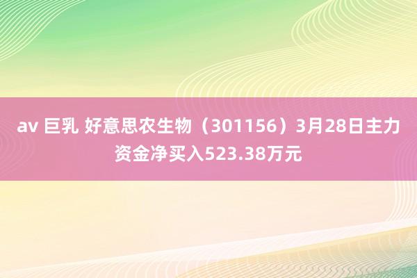 av 巨乳 好意思农生物（301156）3月28日主力资金净买入523.38万元