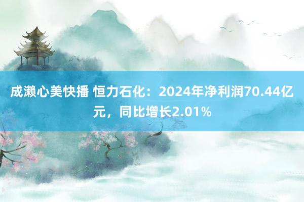 成濑心美快播 恒力石化：2024年净利润70.44亿元，同比增长2.01%