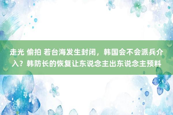 走光 偷拍 若台海发生封闭，韩国会不会派兵介入？韩防长的恢复让东说念主出东说念主预料
